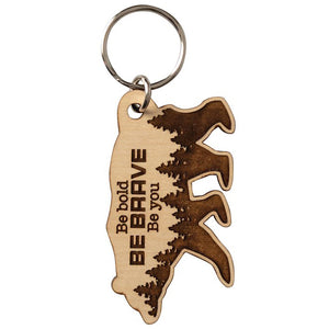 Be Brave Laser-Engraved Maple Wood Keychain 2006