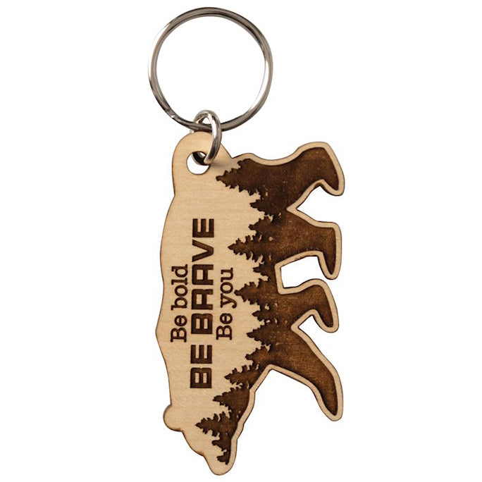 Be Brave Laser-Engraved Maple Wood Keychain 2006