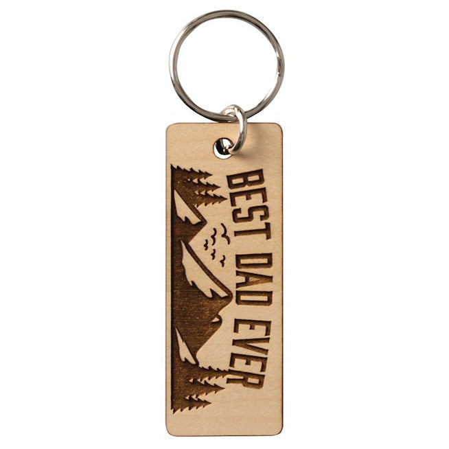 Best Dad Ever Laser-Engraved Maple Wood Keychain 2019