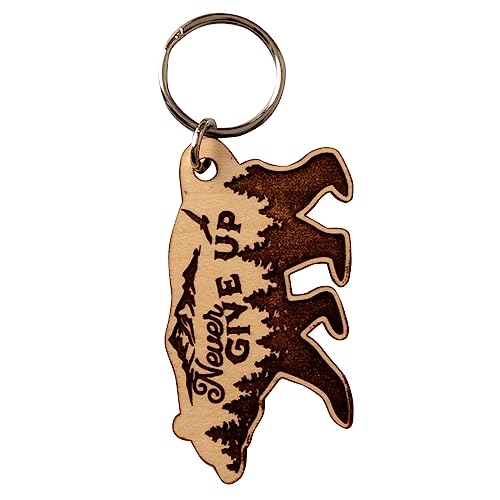 Never Give Up Laser-Engraved Maple Wood Keychain 2022