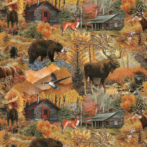 Forest Animal Prints,bera Jersey Knit Panel,jersey Panel ,bear