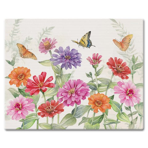 Classy Glass Cutting Boards Zinnias and Butterflies