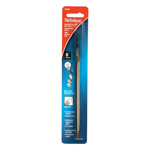 Nicholson 6 in. L High Carbon Steel Single Cut Slim Taper File 21866 21294