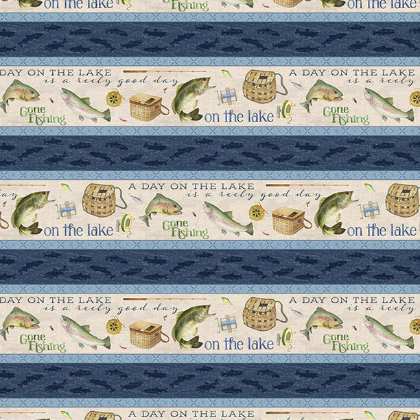 Gone Fishing Collection Repeating Stripes Cotton Fabric 21761-417