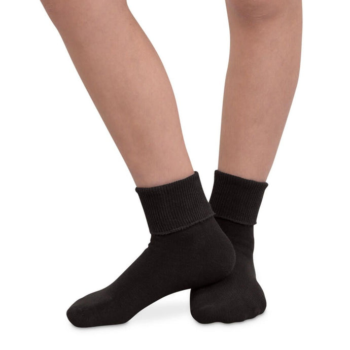 Black Youth Seamless Turn Cuff Socks 2200