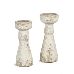 Weathered white candle holders