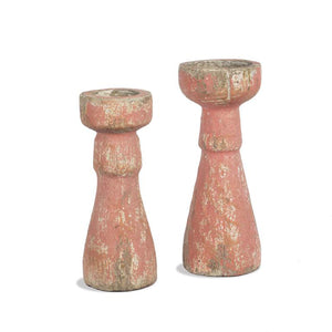 Weathered pink candle holders