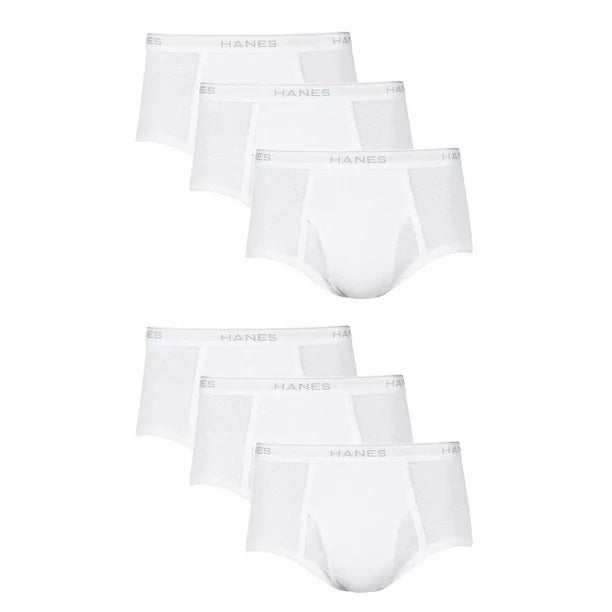 Men's Cotton Briefs, Extended Sizes White 6 Pack