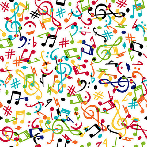 Blank Quilting Prints Musical Notes Cotton Fabric 2276-01