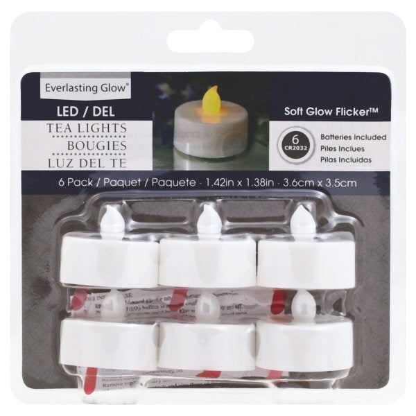 6-Pack Soft Glow Flicker LED Tea Lights 23097