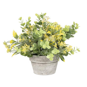 Yellow Floral Arrangement in Crackle Pot 231-70356