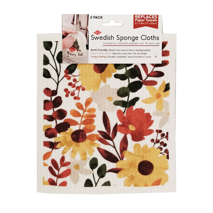 2-Pack Sunflower Sprigs Swedish Dishcloths 23116