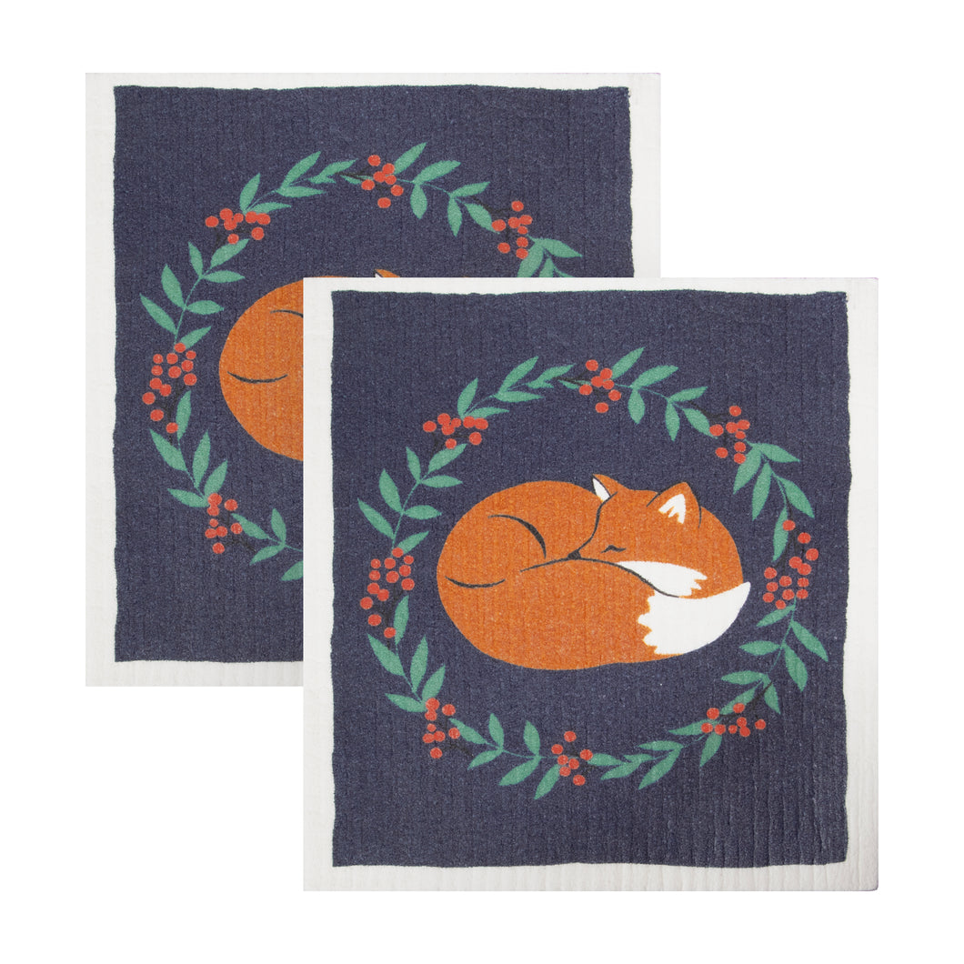 2-Pack Autumn Fox Nap Swedish Sponge Cloths 23174