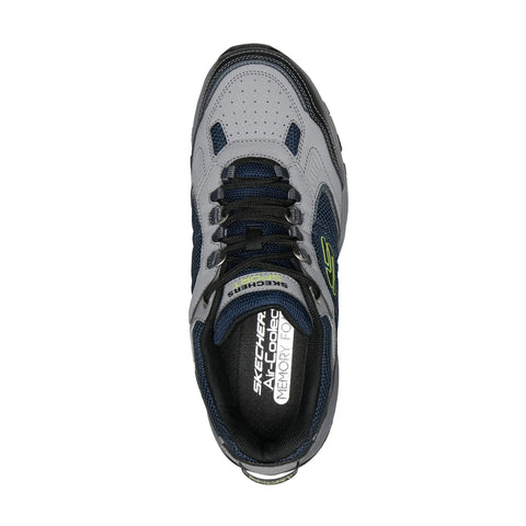 Top view of Skechers men's Vigor 3.0 shoe in gray & navy