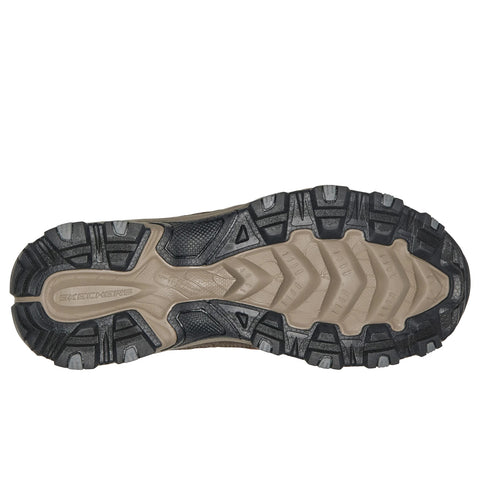 Sole of Skechers men's Stamina All-Terrain Upper Stitch shoe in brown