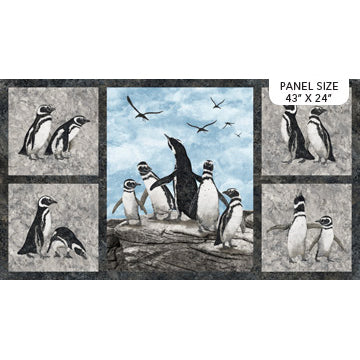 Magdalena Stonehenge Penguin Cotton Fabric Panel 23760-94