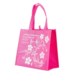 Hot Pink All Things Romans 8:28 Eco Tote 23796