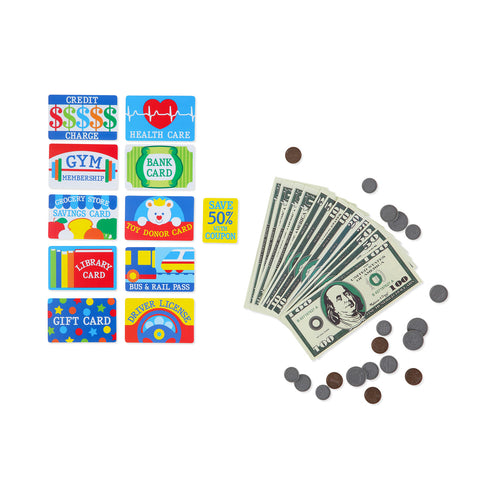 pretend to spend wallet cards coins cash