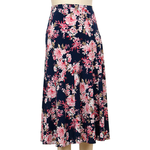 Antique Rose Ink Blooming Garden Print Skirt