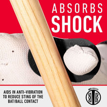 absorbs shock, aids in anti-vibration to reduce sting of the bat/ball contact
