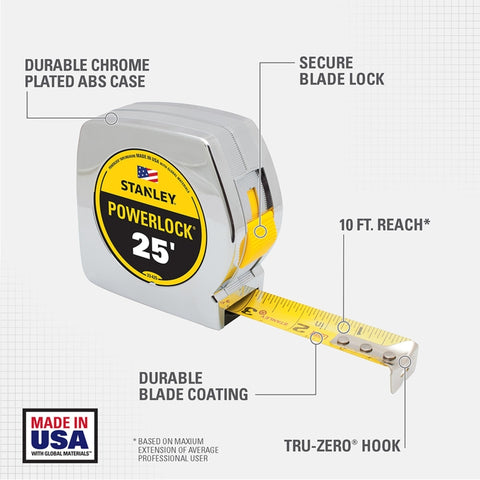 Stanley Tools PowerLock 25 Foot Tape Measure 33-425 24063