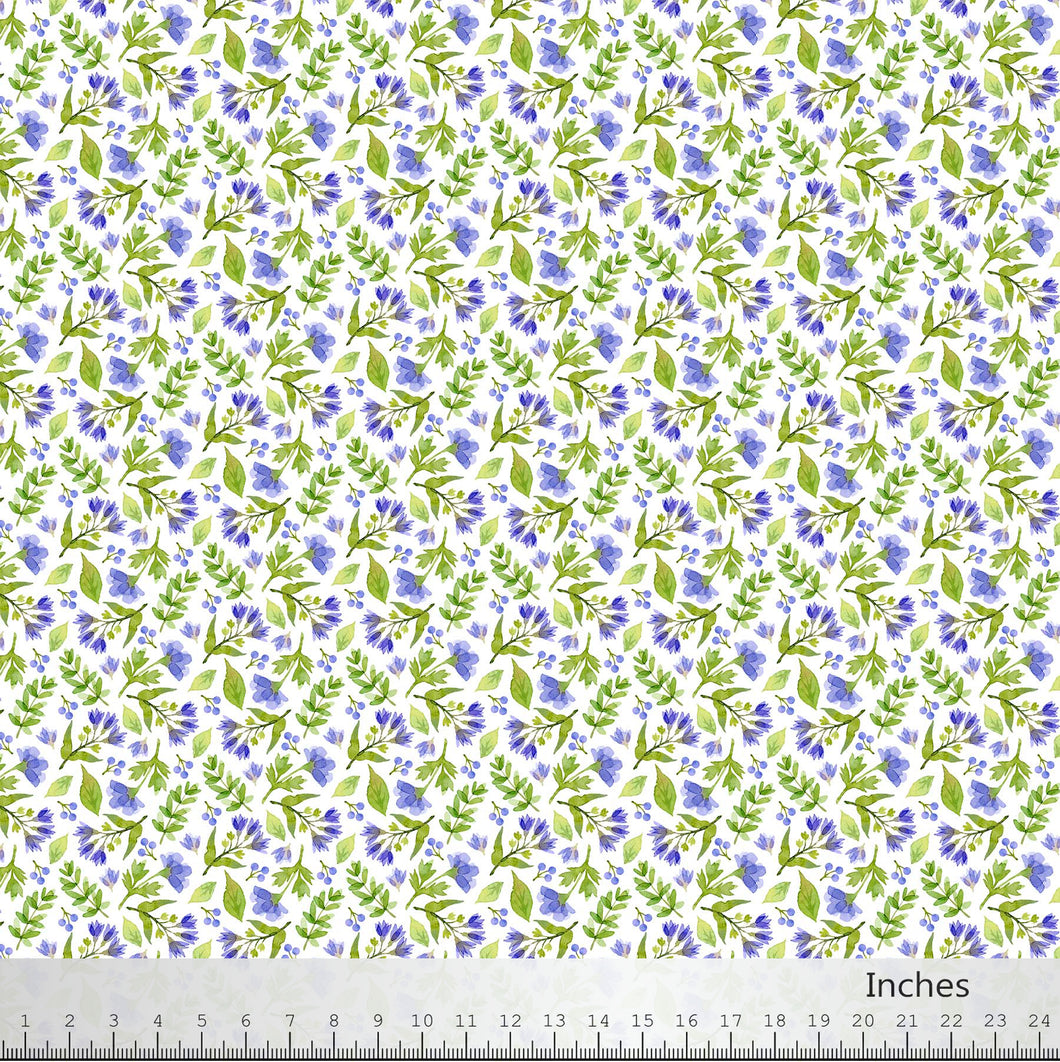 Pressed Flowers Collection Small Print Cotton Fabric 24651 White