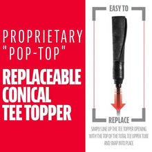 proprietary "pop-top" replaceable conical tee topper