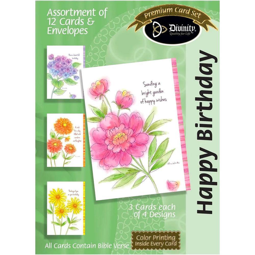 Birthday Watercolor Flowers Boxed Cards 25533N