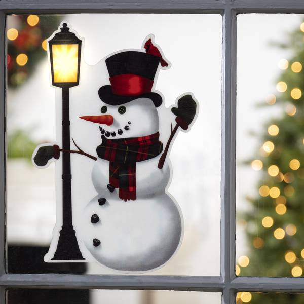 Snowman Window Cling with LED Light 2666000