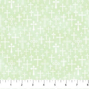 Spring Awakening Collection Crosses Cotton Fabric 26870 light green background