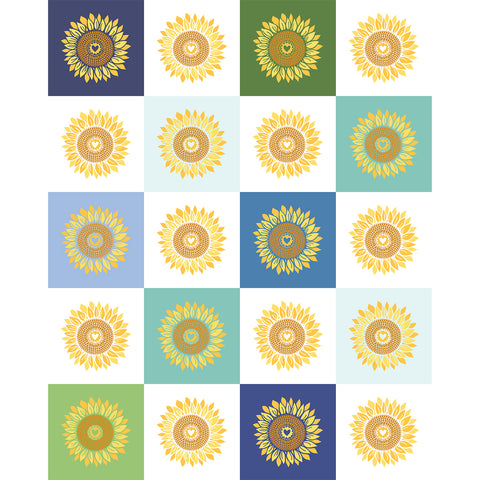 Sunflowers in My Heart Collection Cotton Fabric Panel 27326 11