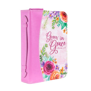 Pink Floral Grow in Grace Bible Cover 28310