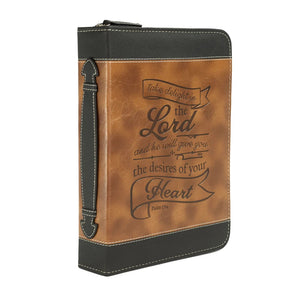 Brown & Black Take Delight in the Lord Bible Cover 28376