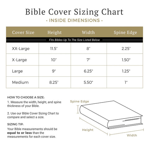 Bible Cover Sizing Chart