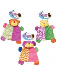 Plush Blanket Pet Toy 4139 showing 3 color patterns