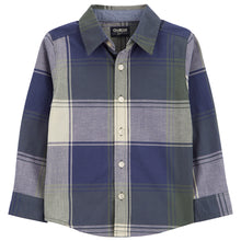 Blue, Olive Boys' Long-Sleeve Plaid Button-Front Shirt 89811