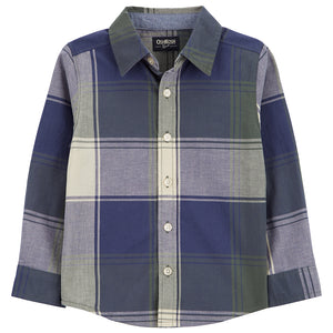 Blue, Olive Boys' Long-Sleeve Plaid Button-Front Shirt 89811