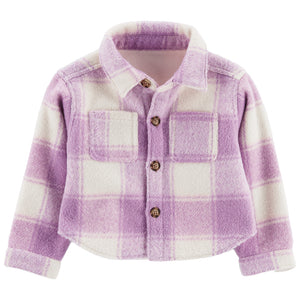 Toddler Girl Lapel Collar Button Design Pink Plaid Jacket