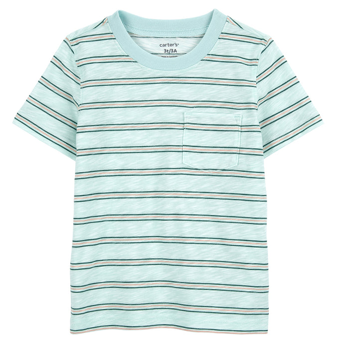 Toddler Boys' Blue Striped Pocket Tee 2Q523910