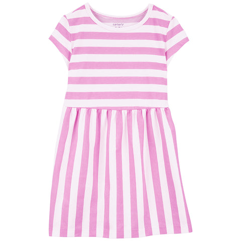 Girls' Striped Cotton Dress 2Q530510