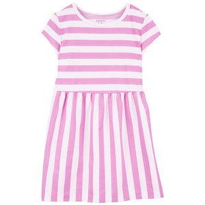 Girls' Striped Cotton Dress 2Q530510