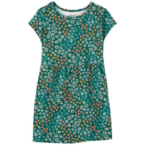 Toddler Girls' Green Floral Cotton Dress 2Q530610