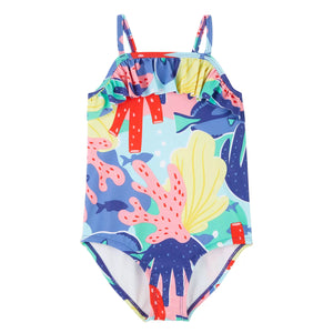 Baby Girls' Blue Coral Swimsuit 2R071410 front