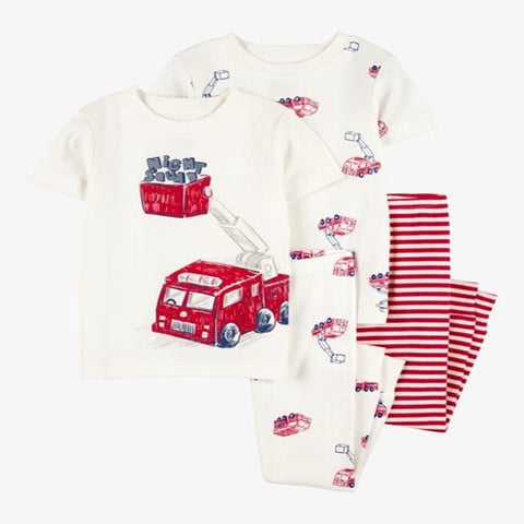 Toddler Boy 4-Piece Fire Truck Cotton Pajamas - White/Red 2S380310-969