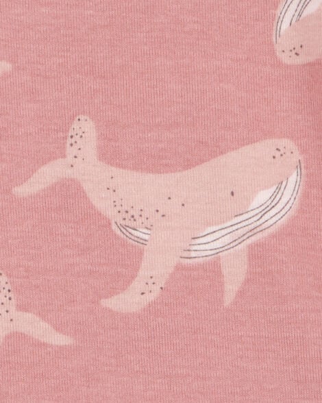 Toddler Whale Striped Snug Fit Cotton 4-Piece Pajamas 2S382910-969