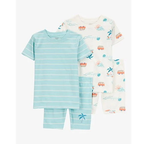 Toddler Palm Tree Print Snug Fit 4-Piece Pajamas 2S389110-969
