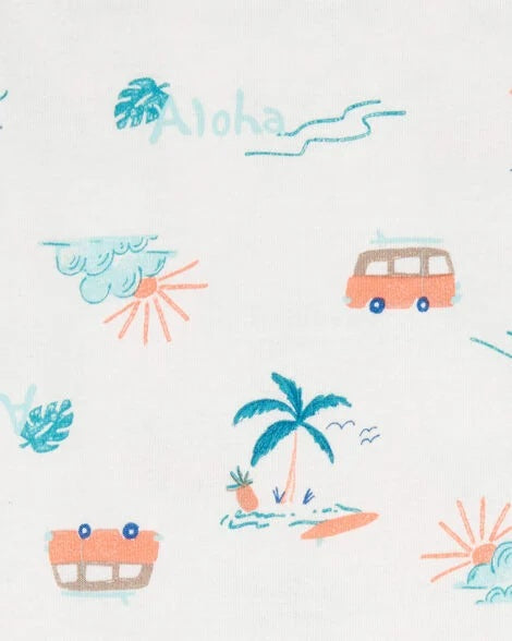 Toddler Palm Tree Print Snug Fit 4-Piece Pajamas 2S389110-969