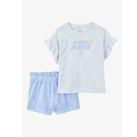 Toddler Girl Ice Cream Print Loose Fit 2-Piece Pajamas - Blue 2S395810-969