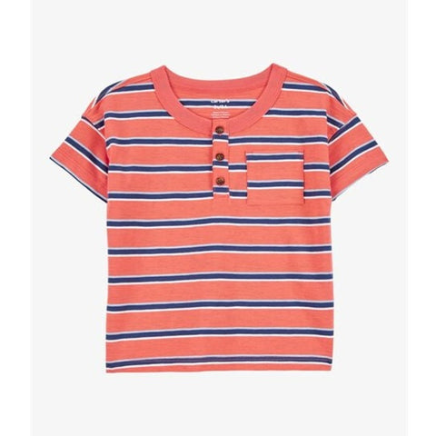 Toddler Striped Cotton Short-Sleeve Henley - Orange 2S803010-800