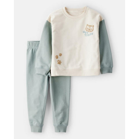 Toddler Boy Hey Tiger' French Terry Sweatshirt & Pant Set - Blue/Cream 2U263210